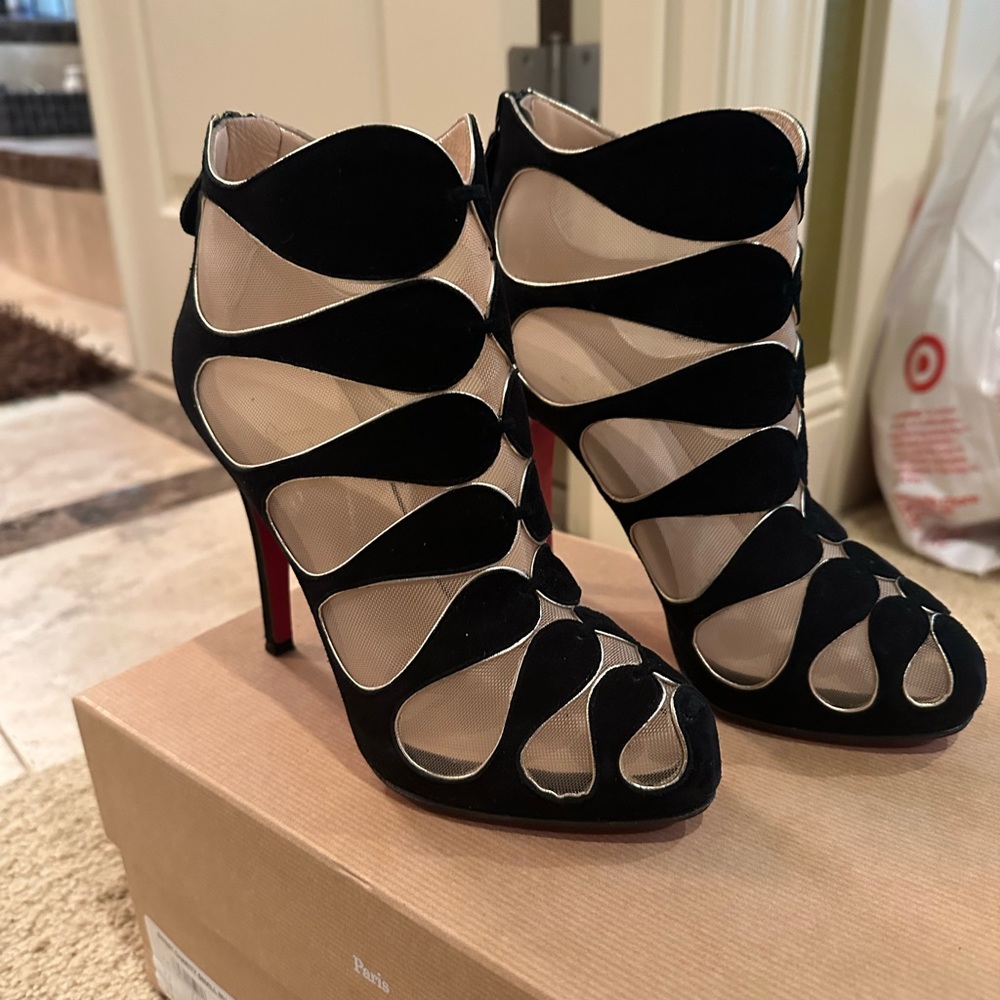 Christian Louboutin black suede booties